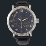Vintage Blue Gold Pisces Zodiac Constellation Watch<br><div class="desc">Inspired by the "A Celestial Atlas" by Alexander Jamieson in 1822, which is a collection of vintage illustrated star charts, the design features the Pisces Zodiac Constellation (The Fish) in gold against a dark navy blue background. Great gift for those who are born under the Pisces Zodiac sign. (February 20...</div>