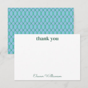 Vintage Blue Green Bridal Shower Custom Thank You Card