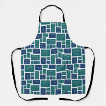 Vintage Blue Green Fish Pattern