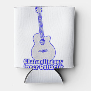 Vintage blue guitar with a motivational quote can cooler