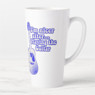 Vintage blue guitar with a positive quote latte mug