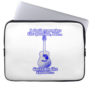 Vintage blue guitar with an inspirational quote laptop sleeve
