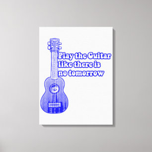 Vintage blue guitar with inspirational words canvas print
