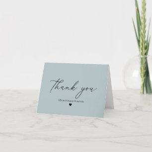 Vintage Blue Heart Wedding Thank You Card