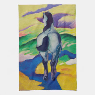 Vintage Blue Horse II Bright Colours Tea Towel