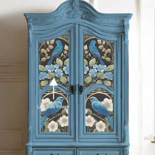 Vintage Blue Hydrangea Bird Art Nouveau Ephemera Tissue Paper