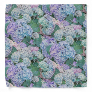 Vintage Blue Hydrangea Floral Pattern Bandana