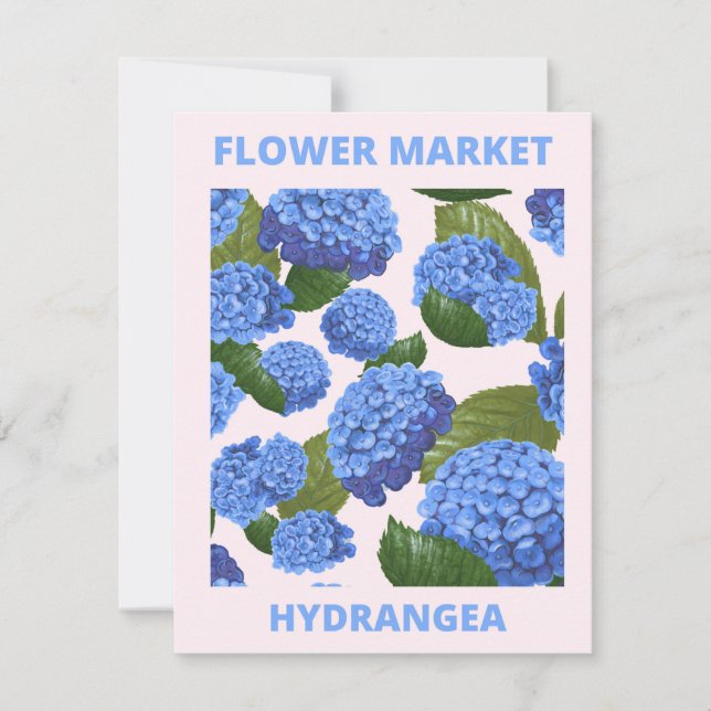 Vintage Blue Hydrangea Flower Market  Card (Front)