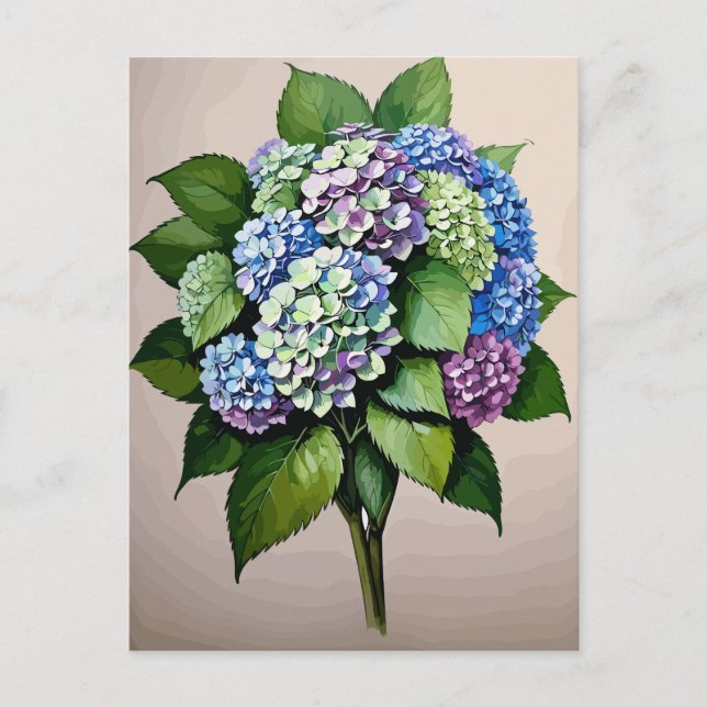 Vintage Blue Hydrangea Flower Postcard (Front)