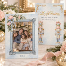 Vintage Blue Hydrangea Nutcracker Christmas Photo