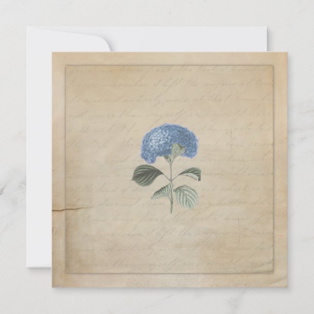 Vintage Blue Hydrangea Wedding Ceremony Custom Invitation (Front)