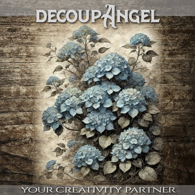 Vintage blue hydrangeas - decoupage - tissue paper (Creator Uploaded)