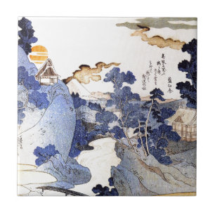 Vintage Blue Japanese Art Tile
