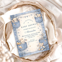 Vintage Blue Jeans Pocket Friends Baby Shower