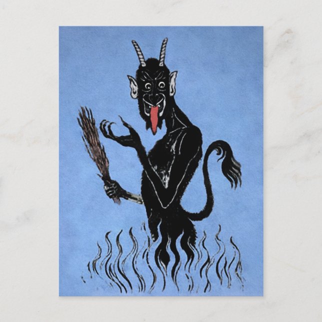 Vintage Blue Krampus Postcard (Front)