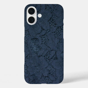 Vintage Blue Lace Print iPhone 16 Plus Case