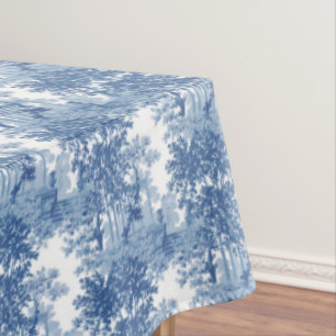 Vintage Blue Landscape Toile w/Urns and Columns Tablecloth