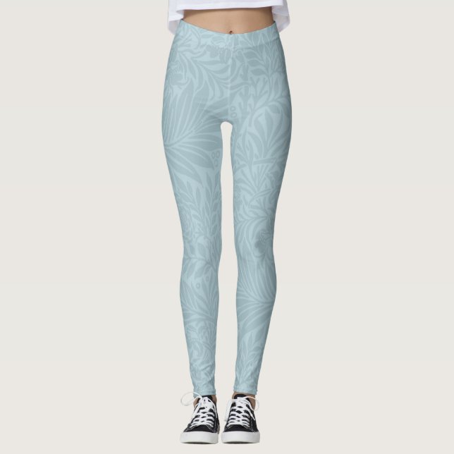 Vintage Blue Larkspur Flower Pattern Leggings (Front)