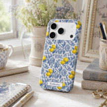 Vintage Blue Lemon Botanical Pattern Name