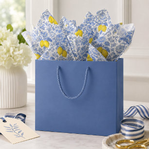Vintage Blue Lemon Botanical Pattern Tissue Paper