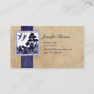 Vintage Blue Love Birds Business Card