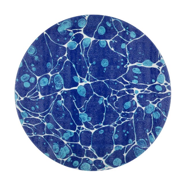 Vintage Blue Marbled White River Art Cutting Board (Front)