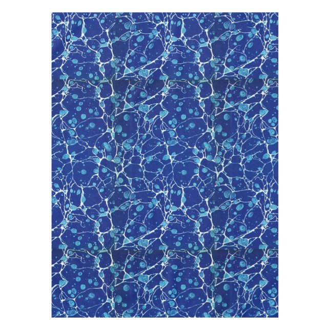 Vintage Blue Marbling White River Tablecloth (Front)