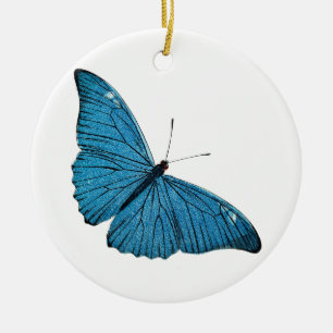 Vintage Blue Morpho Butterfly Customised Template Ceramic Tree Decoration