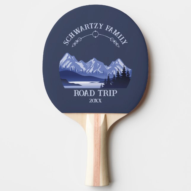 Vintage Blue Mountain Lake Sunset Ping Pong Paddle (Front)