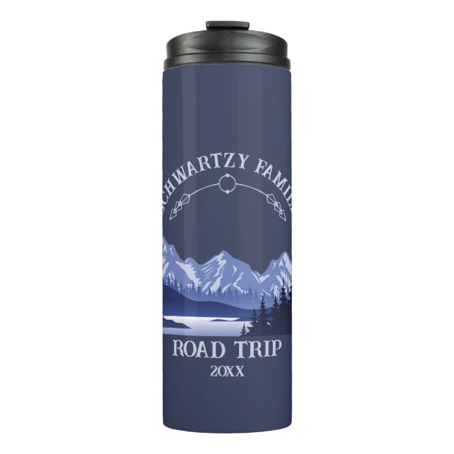 Vintage Blue Mountain Lake Sunset Thermal Tumbler (Front)