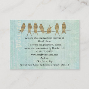 Vintage Blue Music Birds Hotel and Direction Cards