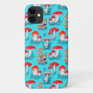 Vintage Blue Natural Forest Autumn Mushroom Case-Mate iPhone Case