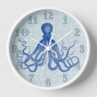 Vintage Blue Octopus with Anchors