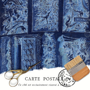 Vintage Blue Ornamental Architectural Design  Tissue Paper