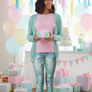 Vintage blue paisley Leggings