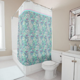 Vintage blue paisley Shower Curtain