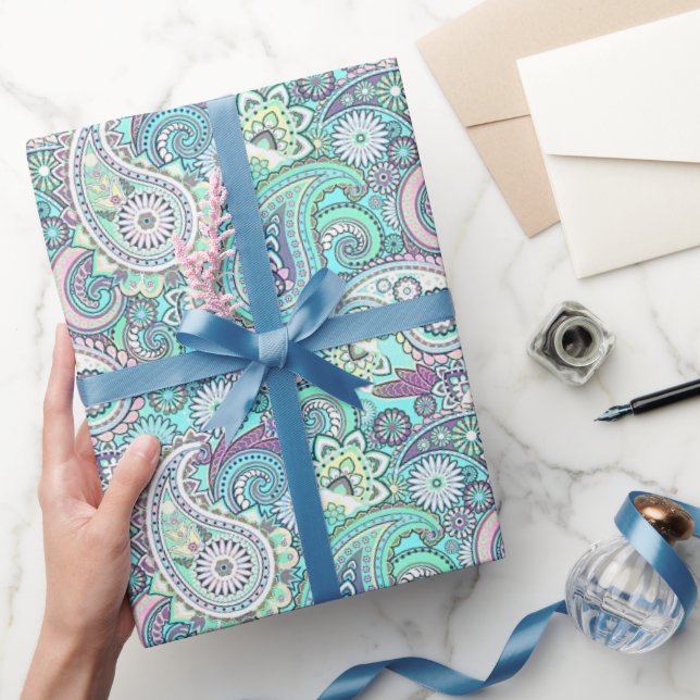 Vintage blue paisley Wrapping Paper (Gifting)