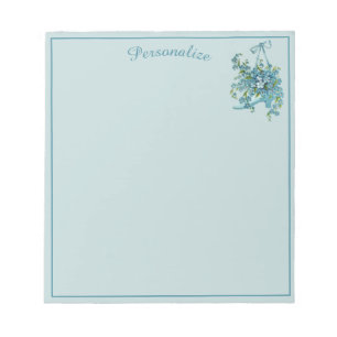 Vintage Blue Pansies in Victorian Shoe Personalise Notepad