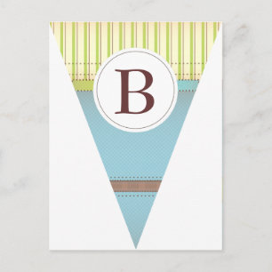 Vintage Blue Party Flag Bunting Banner Postcard