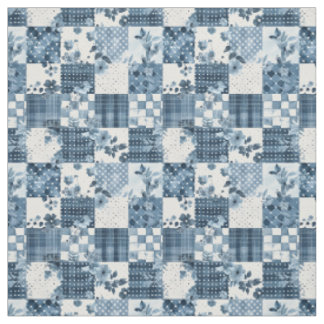 Vintage Blue Patchwork Quilt Cottagecore Farmhouse Fabric
