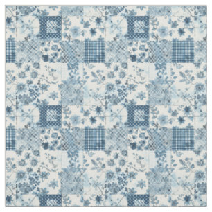 Vintage Blue Patchwork Quilt Cottagecore Farmhouse Fabric