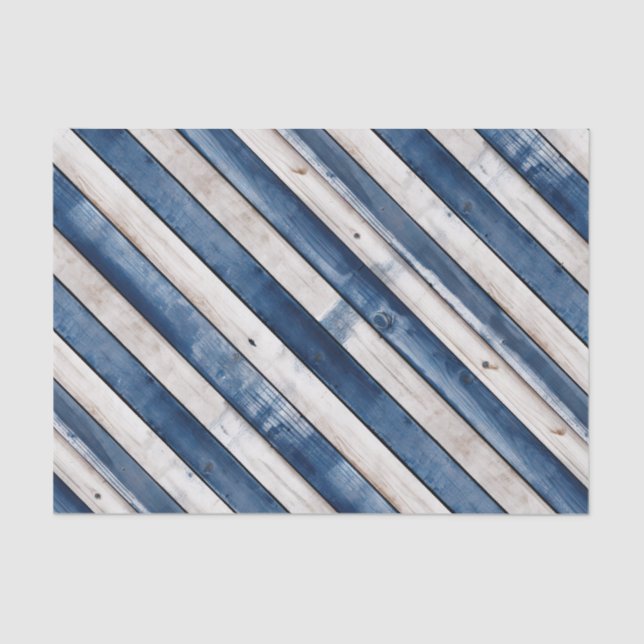 Vintage Blue Patriotic Rustic Stripe Tissue Paper (Front)