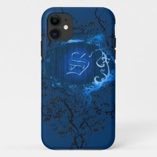 Vintage Blue Pattern with Monogram S iPhone 11 Case