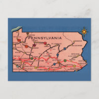 Vintage Blue Pennsylvania Map 