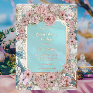 Vintage Blue Peony Bridal Shower Tea Party