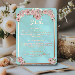 Vintage Blue Peony Foil Enclosure Card