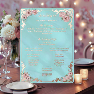 Vintage Blue Peony Foil Program Card