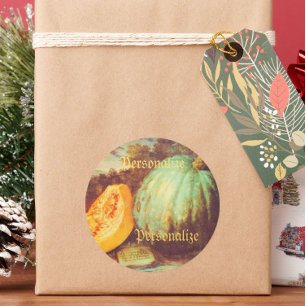 Vintage blue pumpkin heirloom fall renaissance classic round sticker