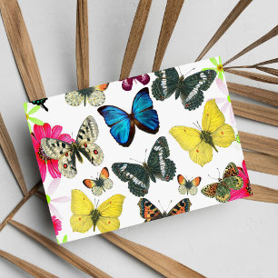 Vintage Blue Red Yellow Colourful Butterflies Postcard