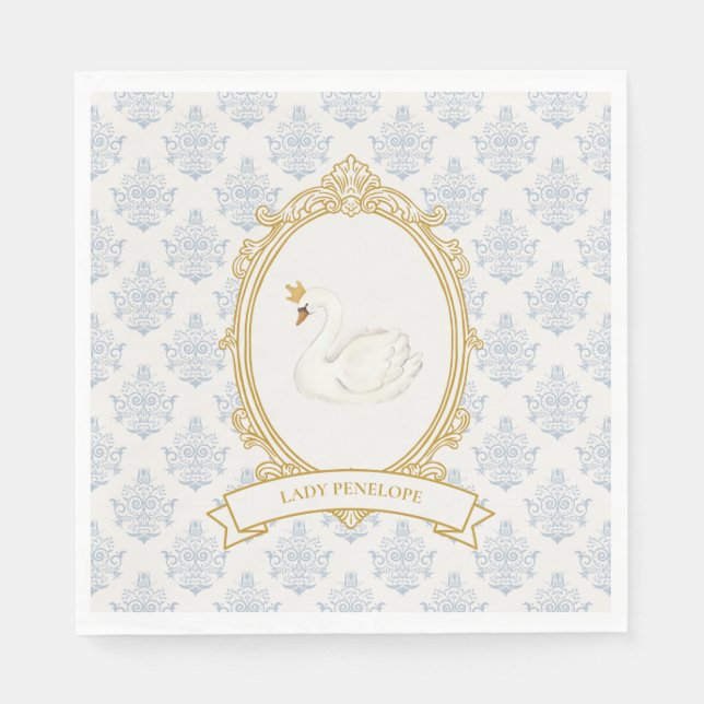 Vintage Blue Regency Cameo Bridal Shower Napkin (Front)